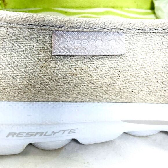 Skechers GO Walk Canvas Sneakers Tan Slip On Shoes 8.5 Women Foam Beach Festival - Picture 3 of 14